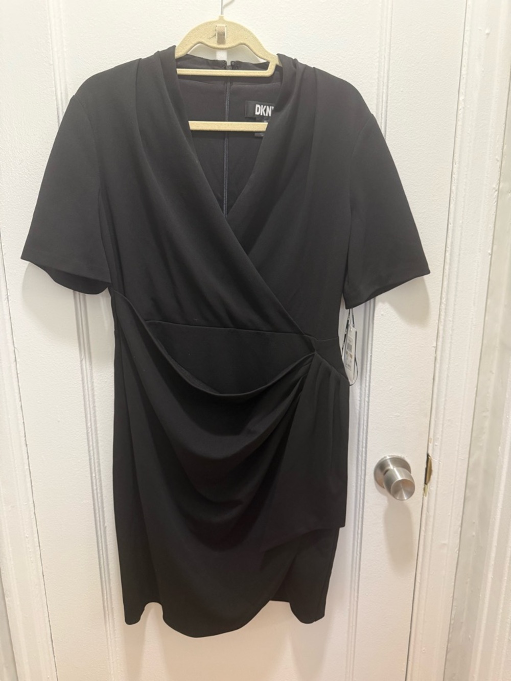 DKNY Black Draped Wrap-Front Women’s Dress Size 12